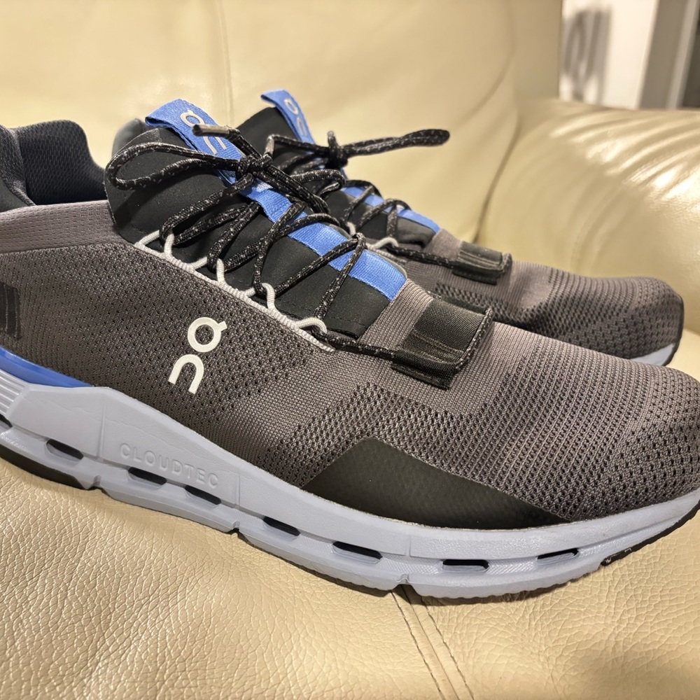 On Running Cloudnova Sneakers size US 11.5M in grey and Blue.